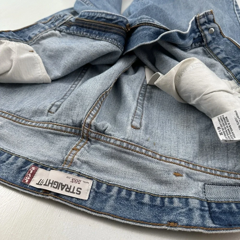 Y2K Levi's 505 Jeans Men's 42x32 Regular Fit 100% Cotton Straight Leg Light Wash
